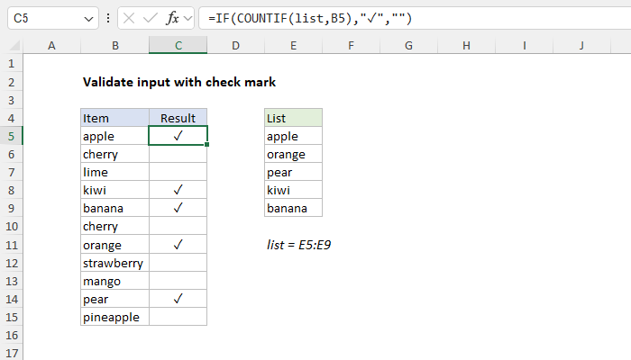 Validate input with check mark