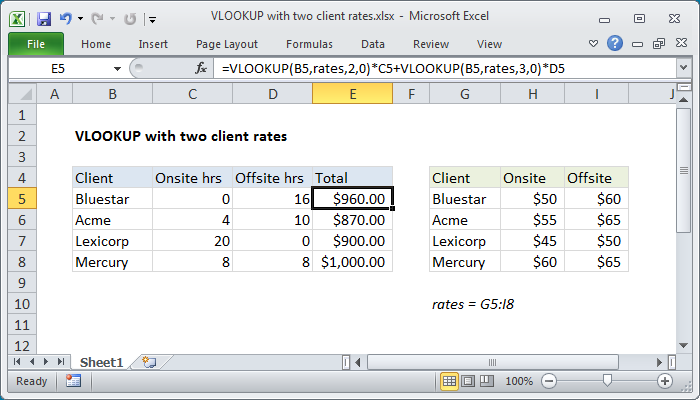 VLOOKUP with two client rates