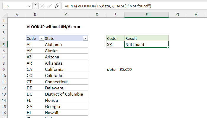 Excel VLOOKUP without #N/A error