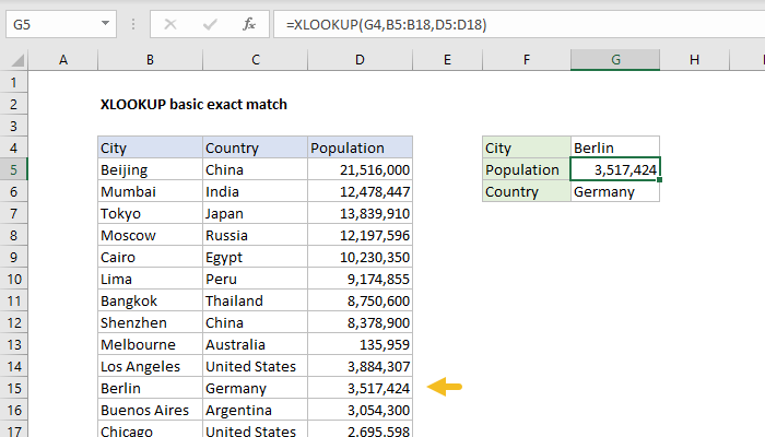 XLOOKUP basic exact match