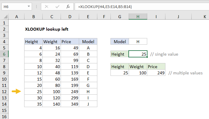 Excel XLOOKUP lookup left