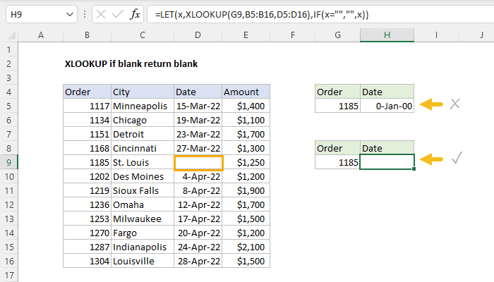 XLOOKUP return blank if blank