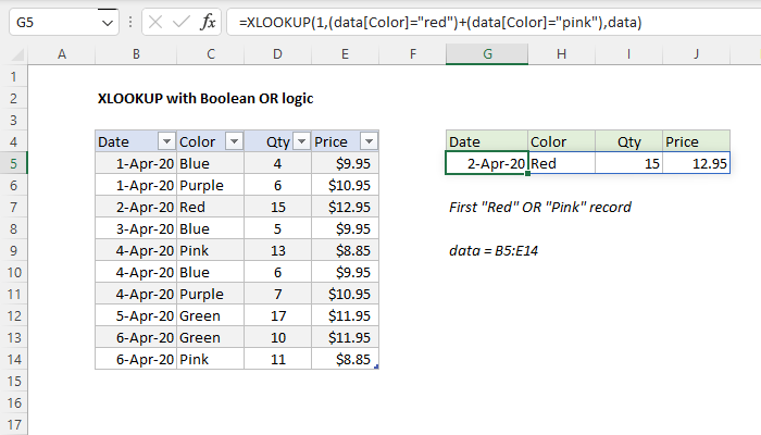 Excel XLOOKUP with Boolean OR logic