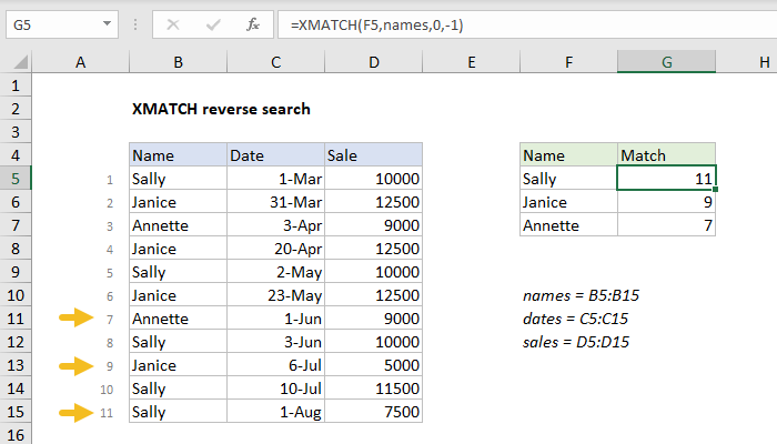 Excel XMATCH reverse search