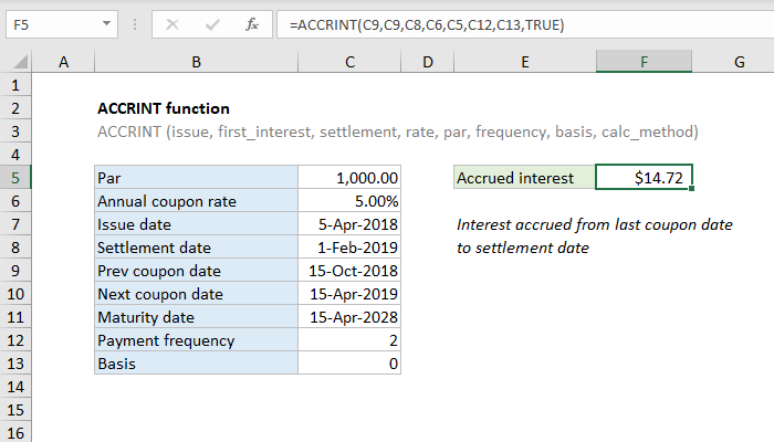 Excel ACCRINT Function