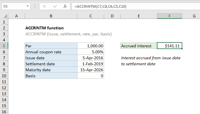 Excel ACCRINTM Function
