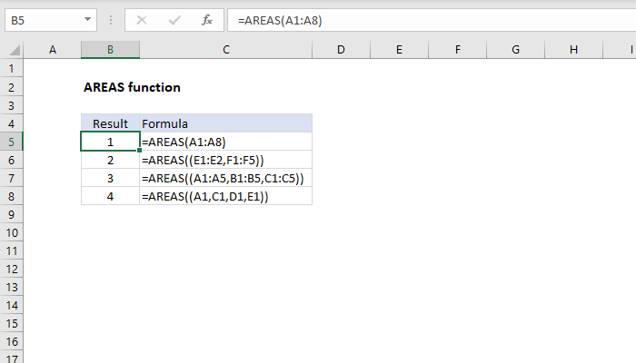 Excel AREAS Function