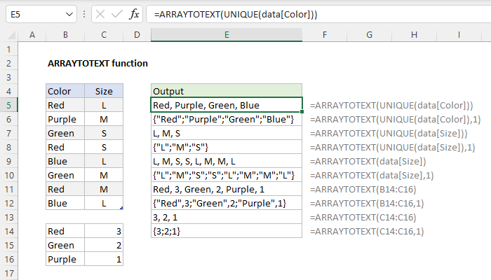Excel ARRAYTOTEXT Function