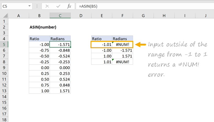 Excel ASIN Function
