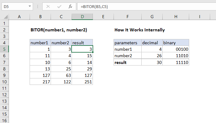 Excel BITOR Function