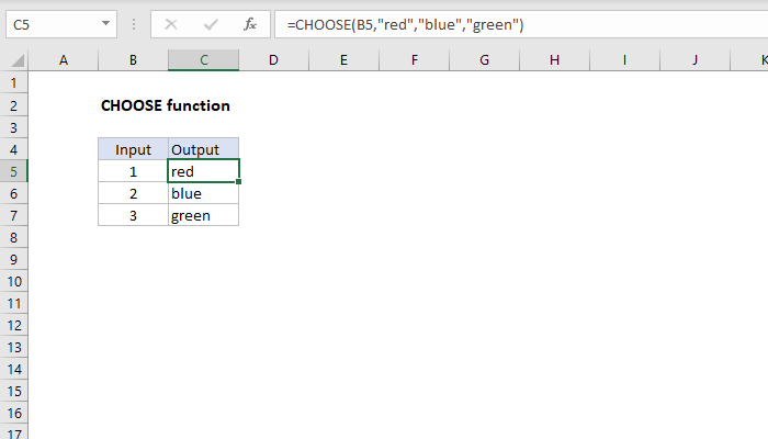 Excel CHOOSE Function