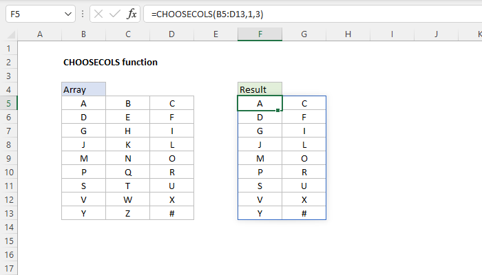 Excel CHOOSECOLS Function