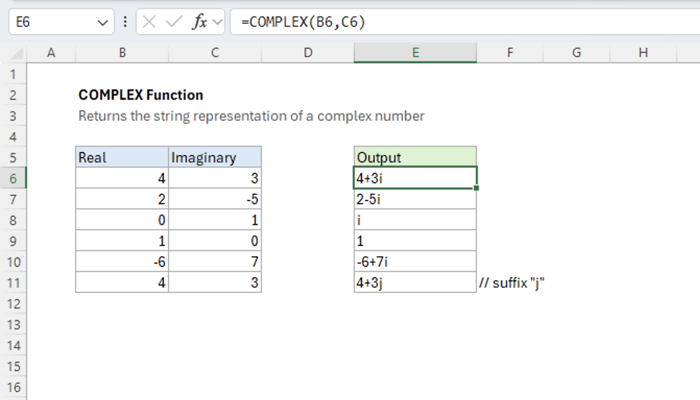 Excel COMPLEX Function