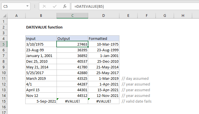 Excel DATEVALUE Function