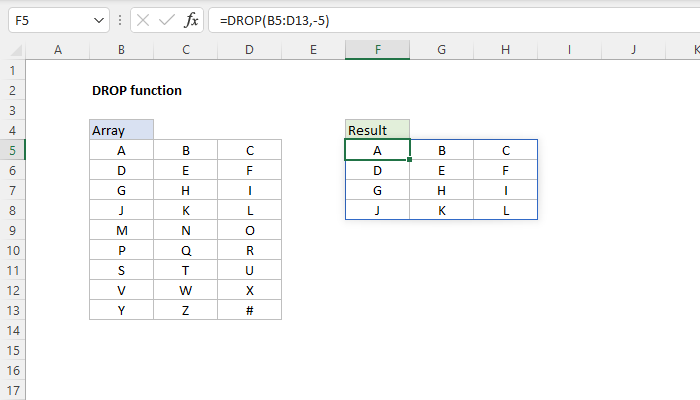 Excel DROP Function