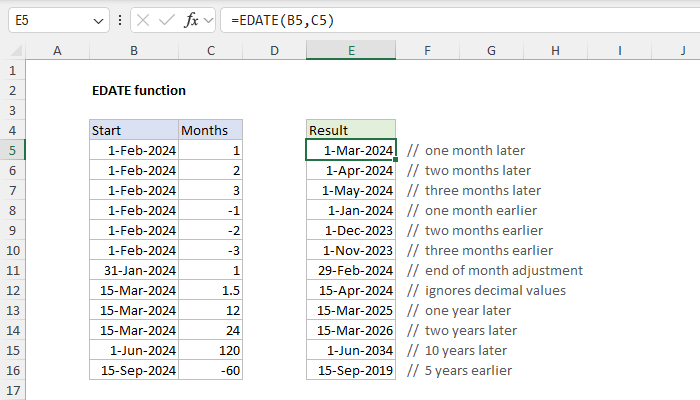 Excel EDATE Function