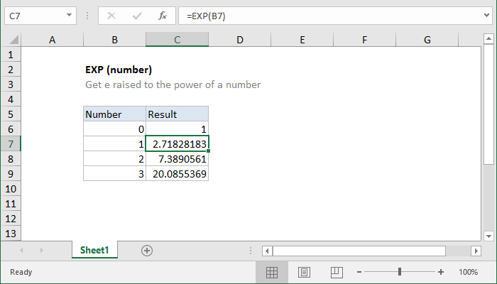 Excel EXP Function
