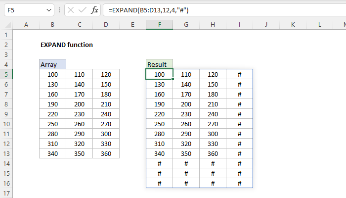 Excel EXPAND Function
