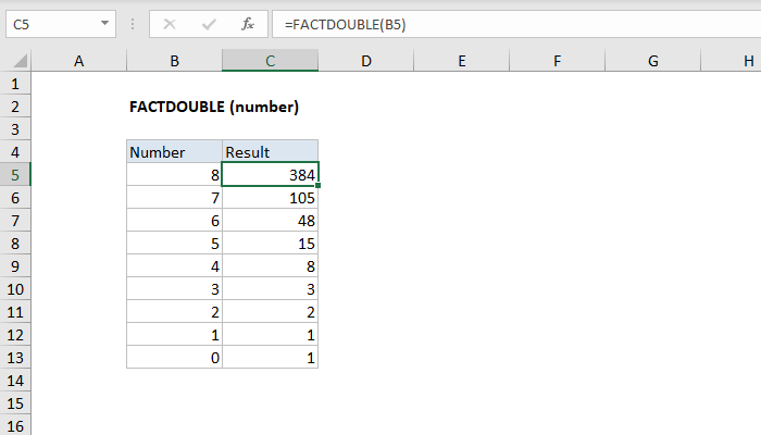 Excel FACTDOUBLE Function