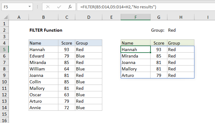Excel FILTER Function
