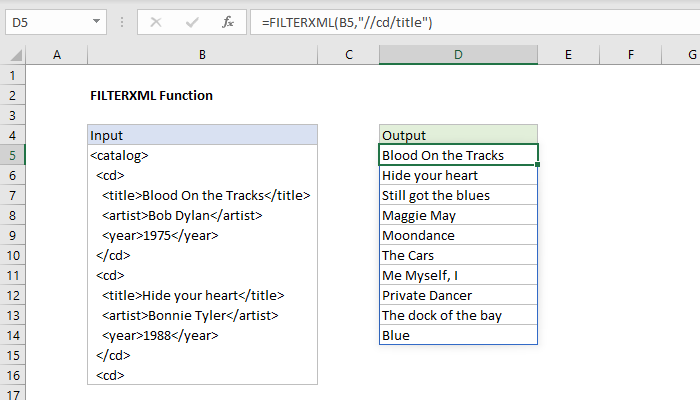 Excel FILTERXML Function