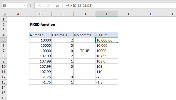 Excel FIXED Function
