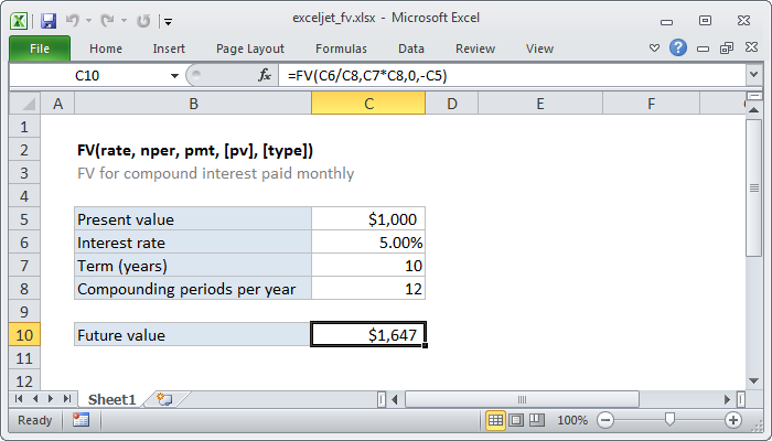 Excel FV Function