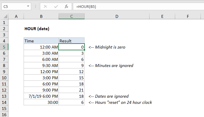 Excel HOUR Function