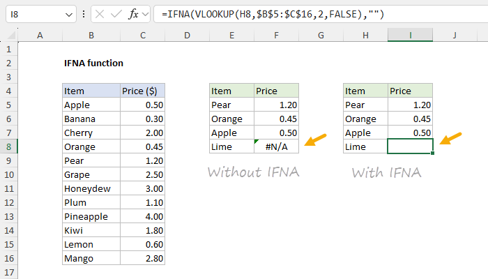 Excel IFNA Function