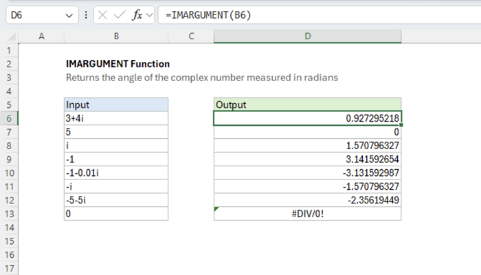 Excel IMARGUMENT Function