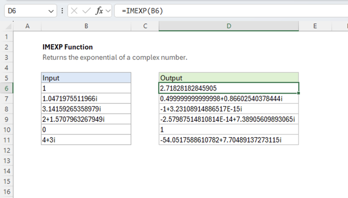 Excel IMEXP Function