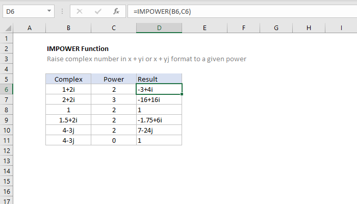 Excel IMPOWER Function