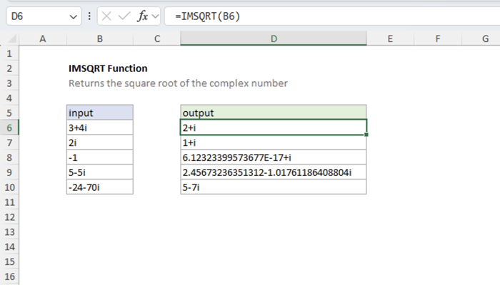 Excel IMSQRT Function