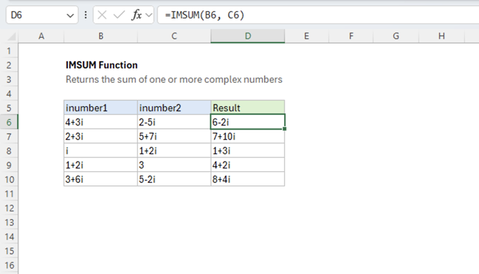Excel IMSUM Function