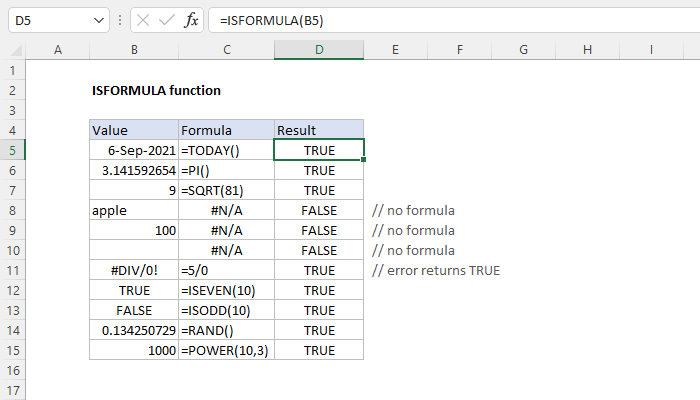 Excel ISFORMULA Function