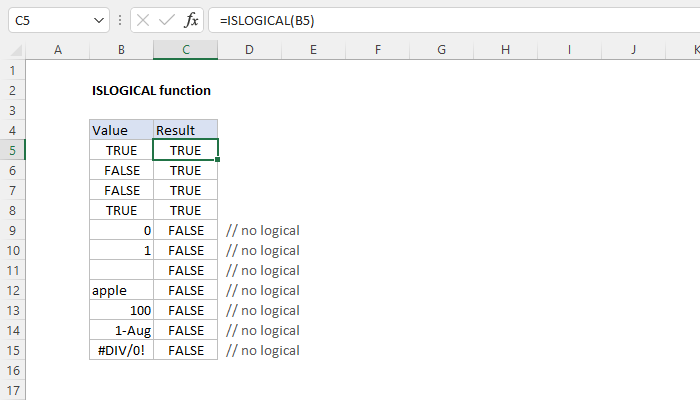 Excel ISLOGICAL Function