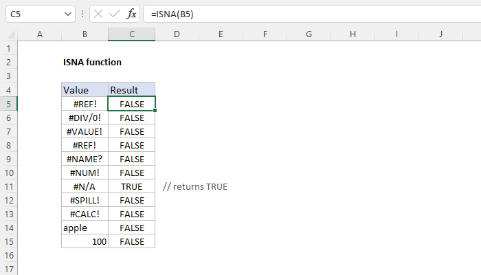 Excel ISNA Function