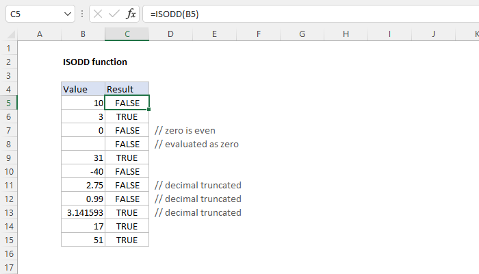Excel ISODD Function
