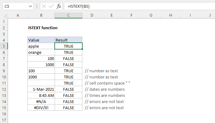 Excel ISTEXT Function