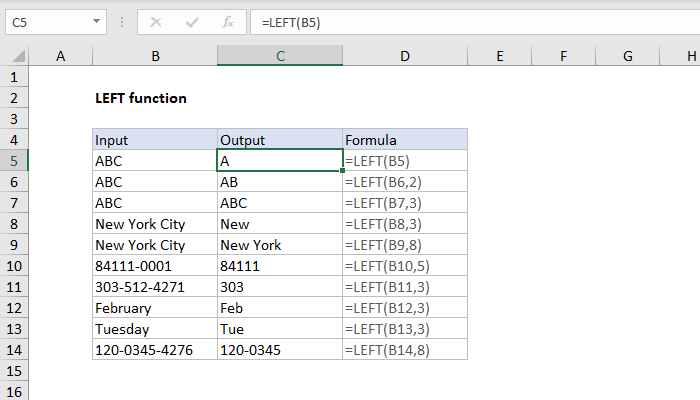 Excel LEFT Function
