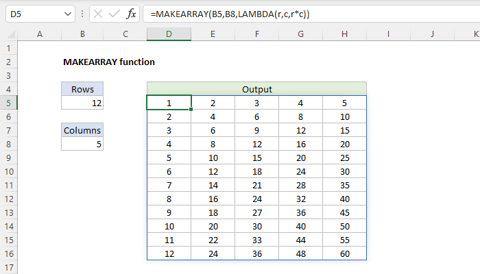 Excel MAKEARRAY Function
