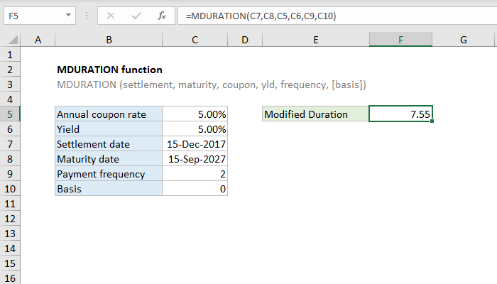 Excel MDURATION Function