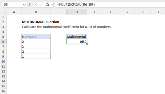 Excel MULTINOMIAL Function