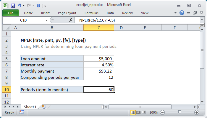 Excel NPER Function