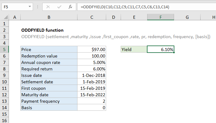 Excel ODDFYIELD Function
