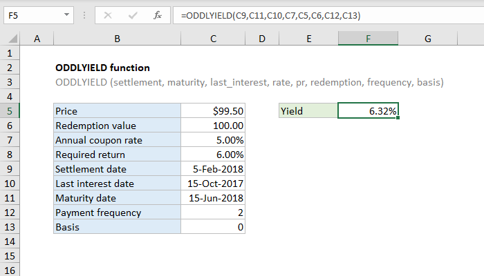 Excel ODDLYIELD Function