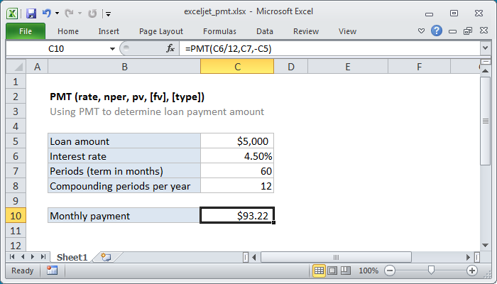 Excel PMT Function