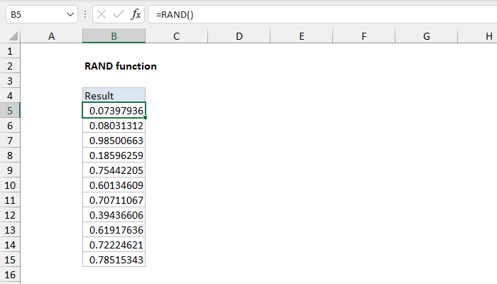 Excel RAND Function