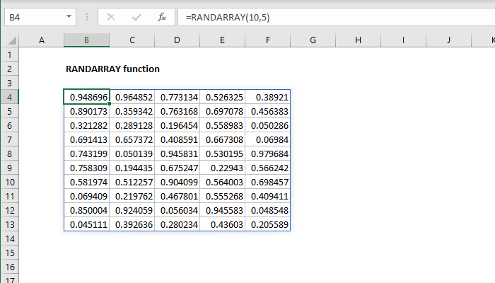 Excel RANDARRAY Function