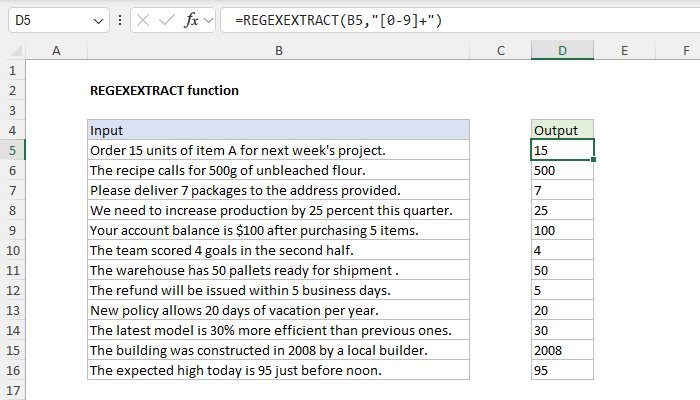 Excel REGEXEXTRACT Function
